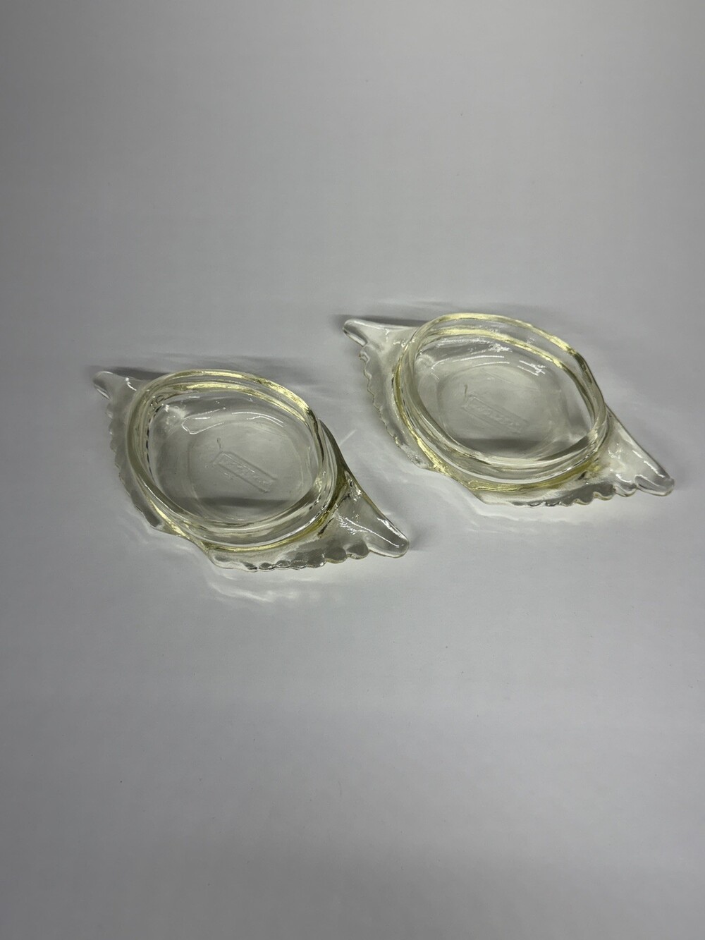 Vintage Glasbake Crab Deviled Glass Baking / Butter Shell Clear Yellow Tinted,2